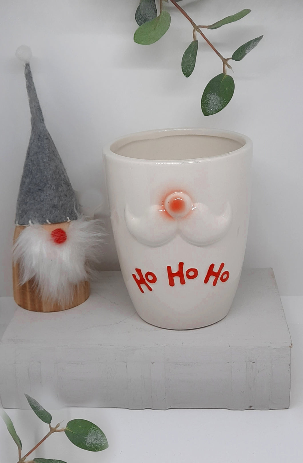 HO HO HO Santa's Ivory Pot