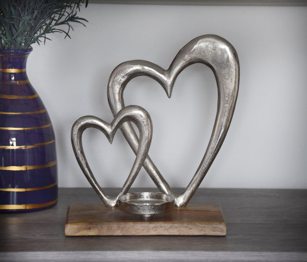 Mango Wood Heart Tealight Holder