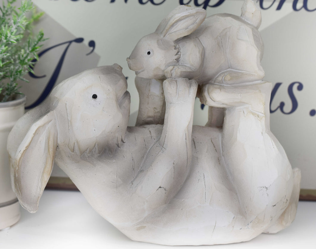 Grey Kissing Hares Ornaments