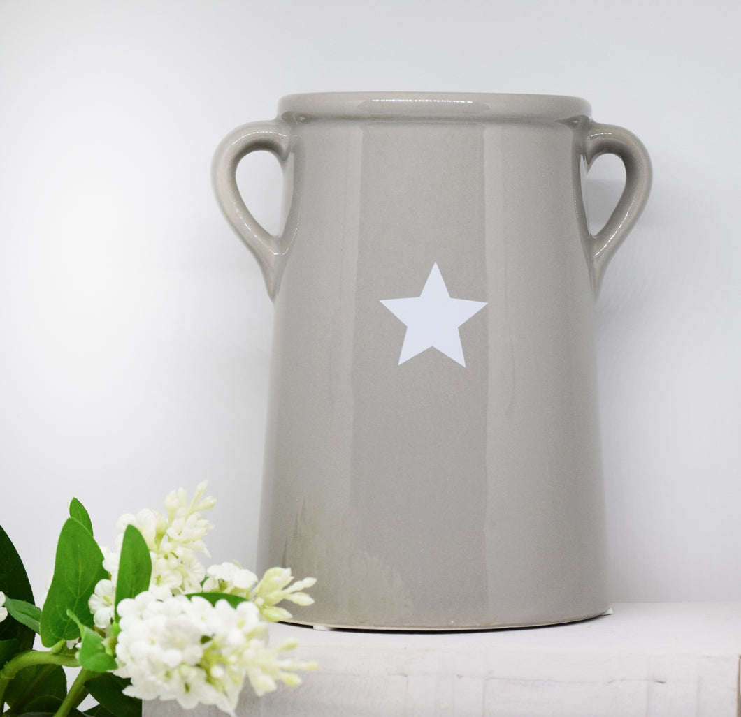 Large Grey Milk churn Star Pot